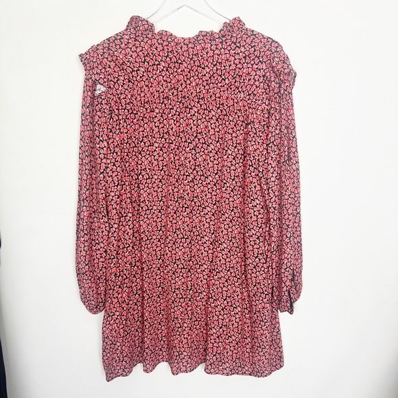 Zara Red Floral Printed Button Ruffle Shoulder Long Sleeve Mini Dress XL - Picture 9 of 13